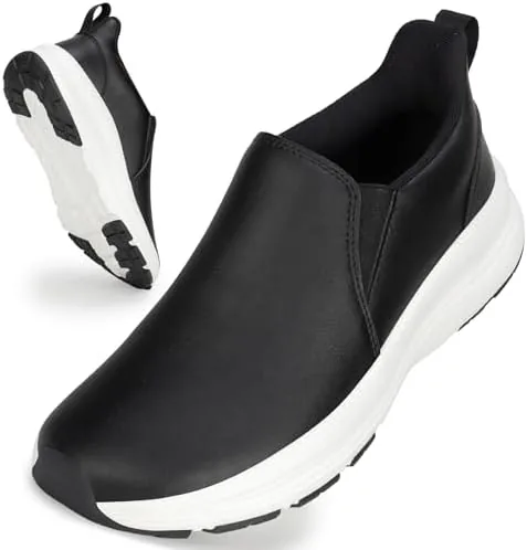 zove wide toe box shoes women wide width waterproof leather hands free nursing sneakers ultra light extra wide walking sneakers non slip chef diabetes nurse work shoes 8816 black 43