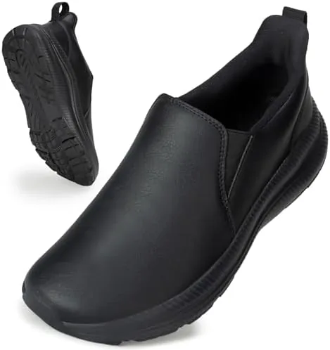 zove wide toe box shoes women wide width waterproof leather hands free nursing sneakers ultra light extra wide walking sneakers non slip chef diabetes nurse work shoes 8816 full black 40